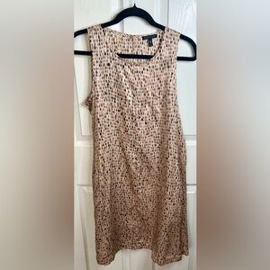 Eileen Fisher Silk Cotton Dash Print Sleeveless Shift Dress Petite Small